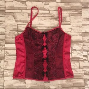 Victoria's Secret corset hot pink & black lace NWT